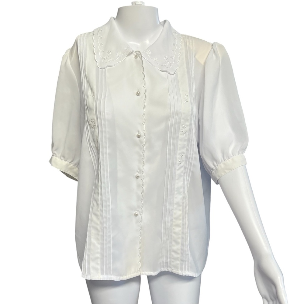 Vintage Silvercord Petites - Women’s Embroidered Blouse Sz 14P